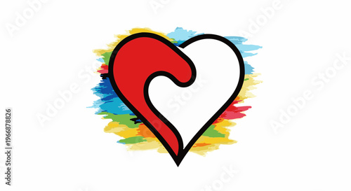 Abstract heart with colorful paint strokes behind