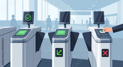 Automated Subway Turnstile Gates with Digital Ticketing System