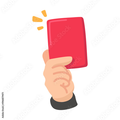 Holding Up a Red Card Illustration for Sports Infractions and Game Rule Enforcement