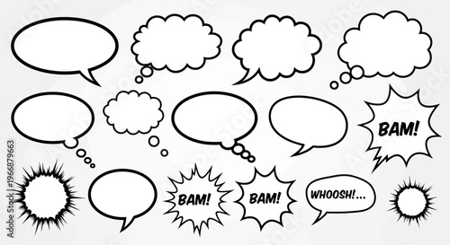 Comic Speech and Thought Bubbles Collection with Sound Effects