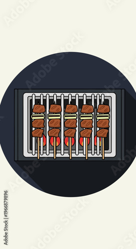 Grilled Yakitori Skewers on Charcoal Grill Icon