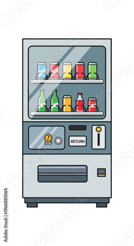 Vending Machine with Assorted Canned and Bottled Drinks