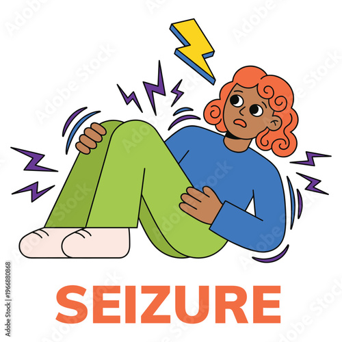 Character experiencing a medical health disease seizure, illustrating neurological symptoms and the need for healthcare awareness