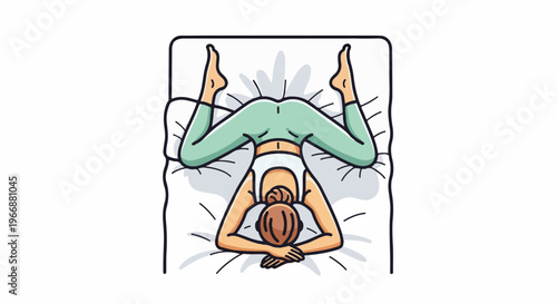 Woman in yoga pose on a bed
