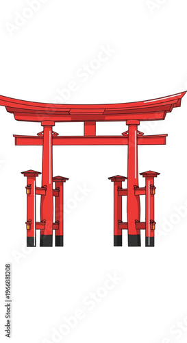 Traditional Japanese Torii Gate Illustration