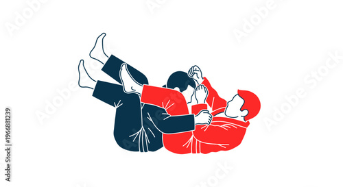 Martial Arts Grappling Match Illustration
