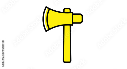 Bright yellow axe icon, simple flat design, isolated on white background, vector illustration