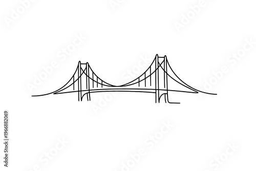 Minimalist line art of cable suspension bridge design