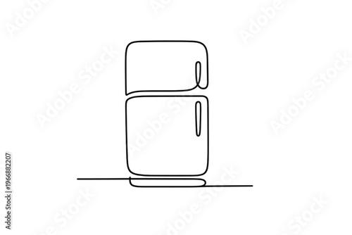 Minimalist one-line art of a refrigerator drawing on white background