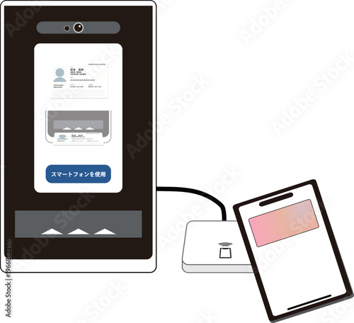 病院受診時にスマホでマイナ保険証を使うイメージイラスト