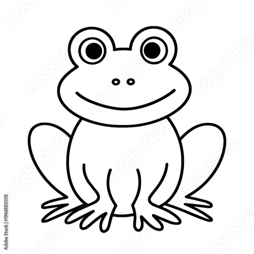 Cute frog cartoon outline vector illustration