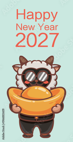 Hand-drawn Cartoon Kung Fu Sheep Series Illustration Poster Materials
