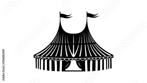 circus tent, black isolated silhouette