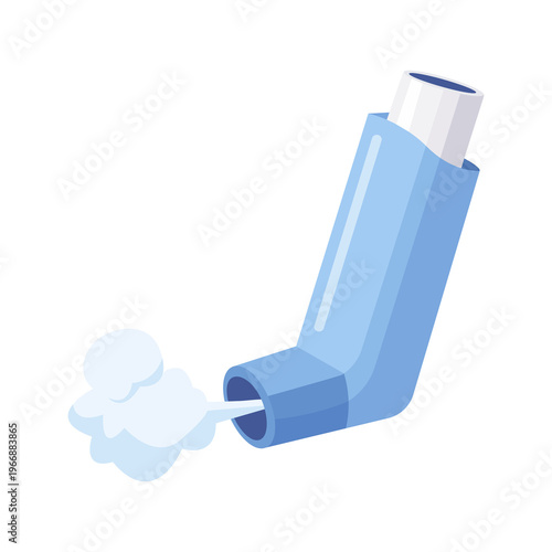 Medical inhaler for patients with asthma and shortness of breath in the treatment and prevention. Vector Illustration