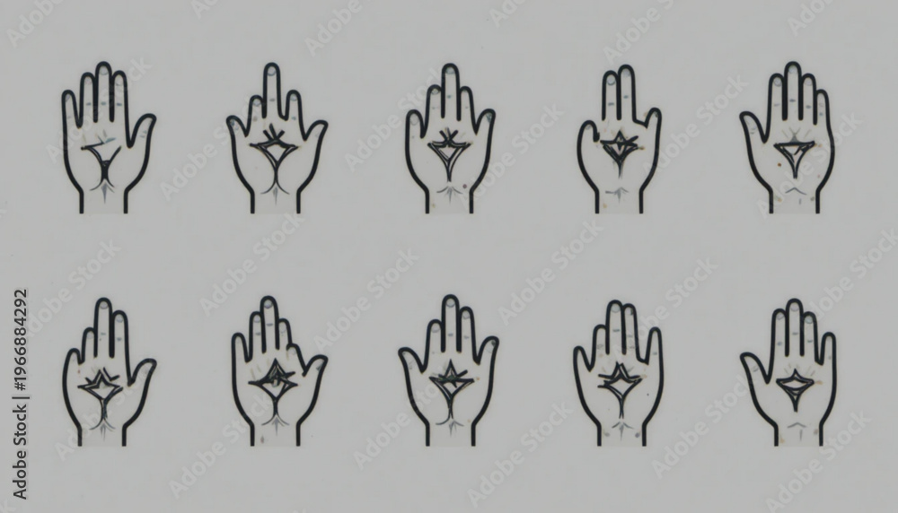 Fototapeta premium Hand Signs and Finger Gesture Line Drawing Collection