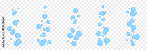 Blue soap bubbles in cartoon style. Cartoon bubbles PNG. Flying soap bubbles from foam or detergent.