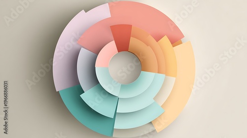 Abstract 3D donut chart with multi-layered concentric rings