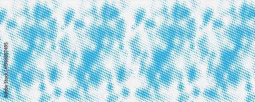 blue halftone pattern. Retro comic gradient background. Bright white pixelated dotted texture overlay. Cartoon pop art faded gradient pattern.
