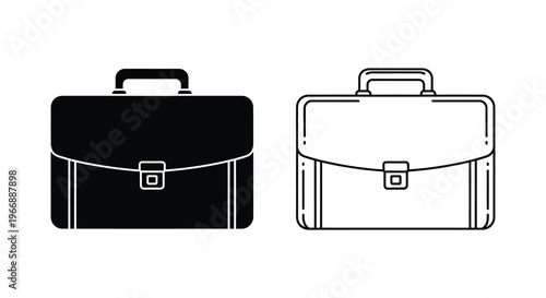 a briefcase with a handle and buckle Vector