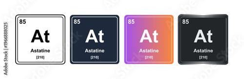 Astatine At 85 Periodic Table Element Tile. Vector Illustration, Minimalist Design, Isolated on Background, UI Icon Style, Modern Chemistry Graphics.
