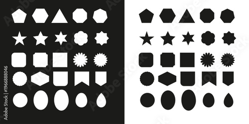Set of Vector Shapes with Black and White Background 