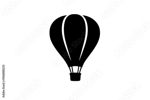 Silhouette of a hot air balloon on white background