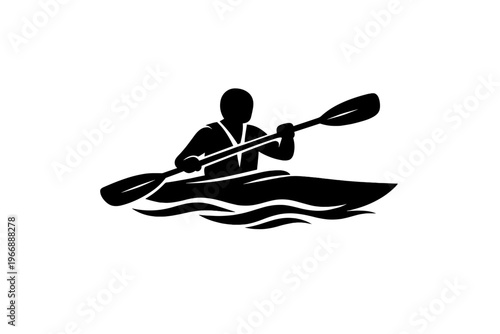 Silhouette of person kayaking