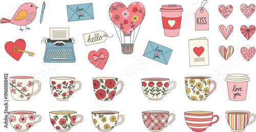 Cute Baby Accessories Vector Set with Pacifier, Baby Bottle, Stroller, Toys, and Newborn Care Elements for Parenting, Nursery Design, and Kids Illustration Collection