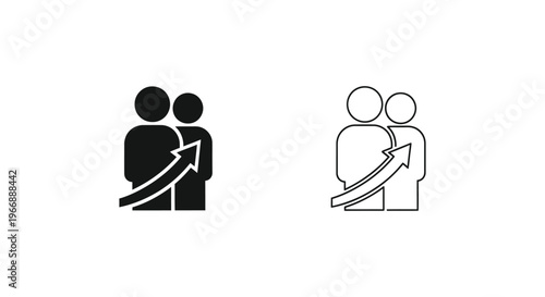 two people with an arrow pointing to the right Vector