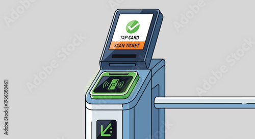 Automated Subway Turnstile with Contactless Payment Scanner