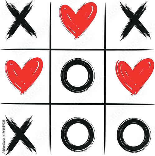 Tic tac toe with a romantic twist hearts and xs and os