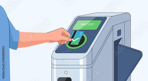 Person Using Contactless Payment Card at Subway Turnstile