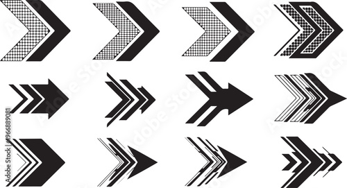 Collection of various black and white arrow icons design