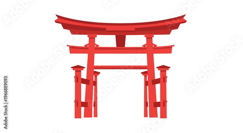 Red Torii Gate Symbol of Traditional Japanese Shinto Shrine Architecture