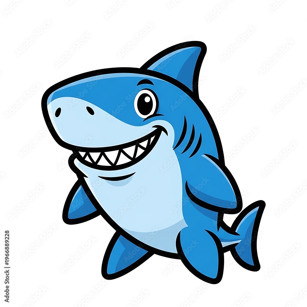 Fototapeta premium Smiling cartoon shark character.
