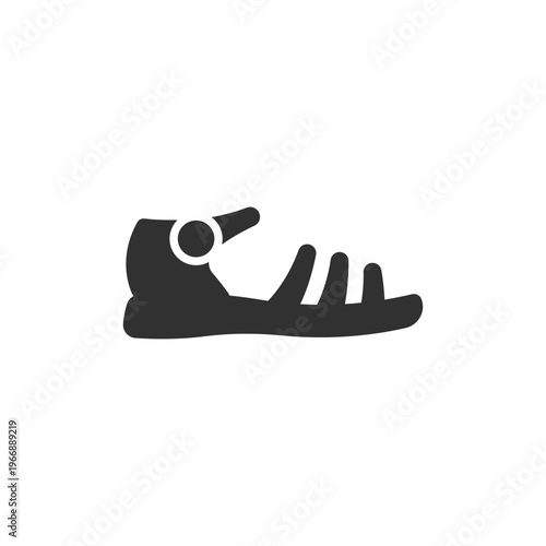 Sport cycling shoe icon. Bicycle footwear with clip pedal system. Monochrome black and white symbol