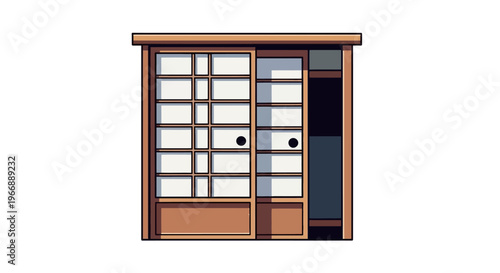 Traditional Japanese Sliding Shoji Doors with Open Closet