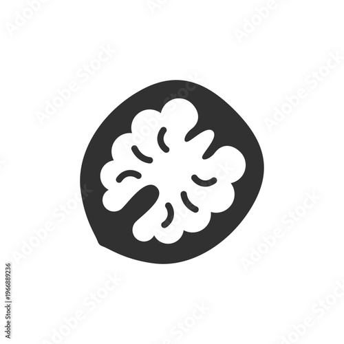 Walnut kernel icon. Nut food ingredient and healthy snack. Monochrome black and white symbol
