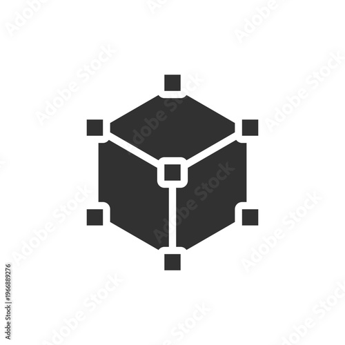 Vertex points selection cube icon. _D modeling vertex editing concept. Monochrome black and white symbol