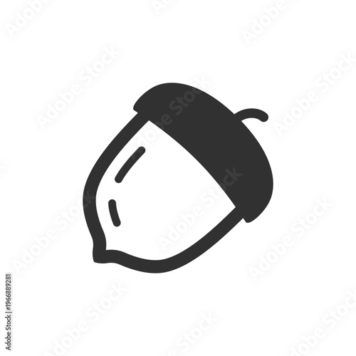 Acorn nut icon. Oak tree seed and forest nature symbol. Monochrome black and white symbol