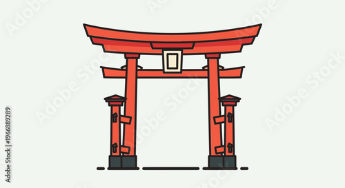Traditional Japanese Torii Gate Illustration