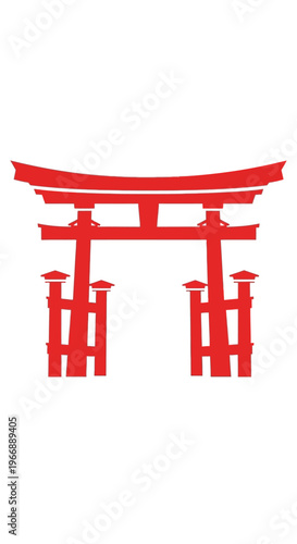 Red Torii Gate Silhouette Japanese Shrine Symbol