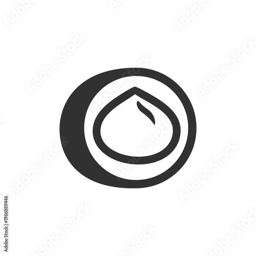 Hazelnut icon. Nut seed and food ingredient. Monochrome black and white symbol