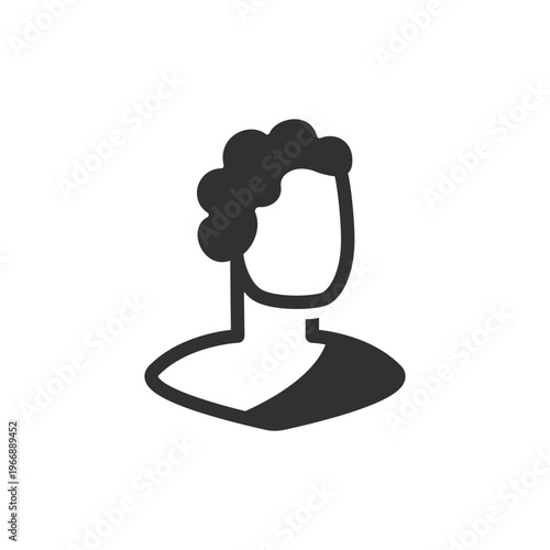 Human bust sculpture icon. Head and shoulders portrait concept. Monochrome black and white symbol