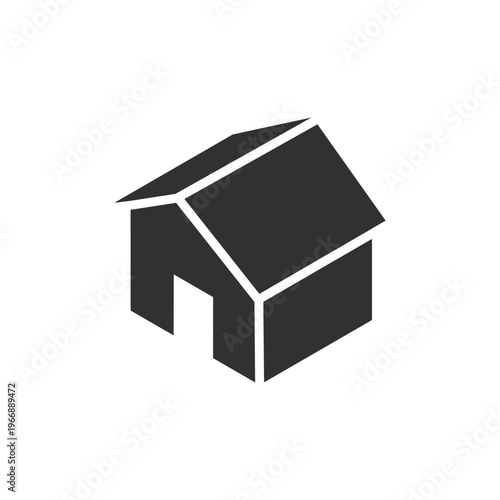 Isometric house icon. Residential building and property concept. Monochrome black and white symbol
