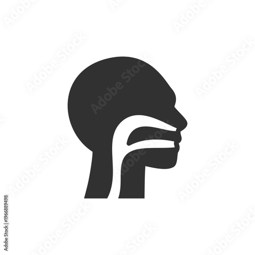 Human respiratory system icon. Breathing and airway anatomy. Monochrome black and white symbol