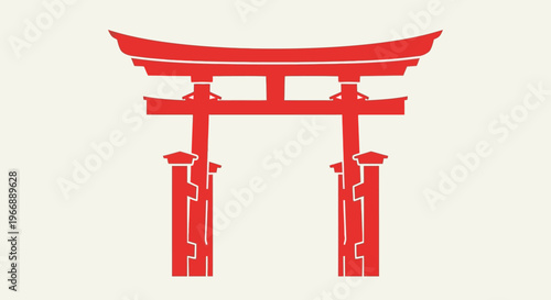 Red Torii Gate Japanese Shrine Symbol Vector Illustration
