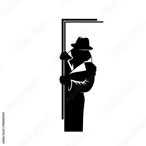 Silhouette of a mysterious man in a hat and coat.