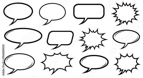 Speech Bubbles Set. Comic Dialogue Boxes Collection. Vector Illustration.