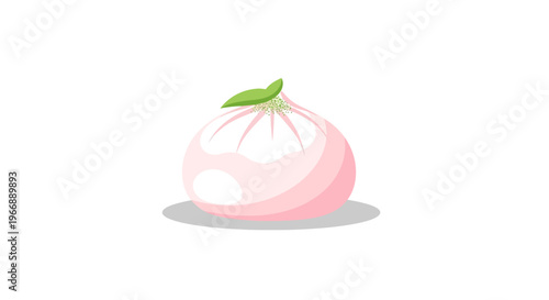 Cute Pink Mochi Dessert Illustration